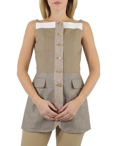 Burberry Wool Cashmere And Linen Waistcoat - Grey