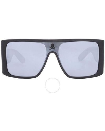 Philipp Plein Silver Mirror Shield Sunglasses Spp014m 703x 99 - Black