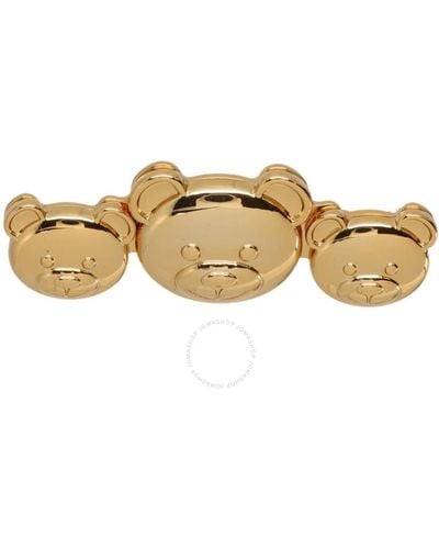 Moschino Gold Teddy Bear Pin Brooch - Natural