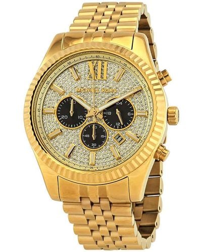 Michael Kors Men's Chronograph Lexington Gold-tone Stainless Steel Bracelet Watch 44mm Mk8494 - Metallic