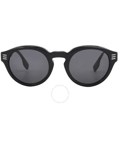 Burberry Dark Gray Round Sunglasses Be4404f 300187 50 - Black