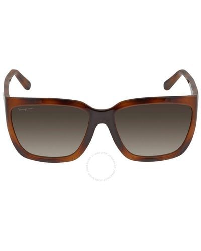 Ferragamo Gray Rectangular Sunglasses  214 59 - Brown