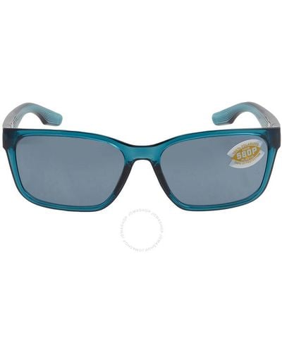 Costa Del Mar Palmas Gray Silver Mirror Polarized Polycarbonate Sunglasses 6s9081 908106 57 - Blue