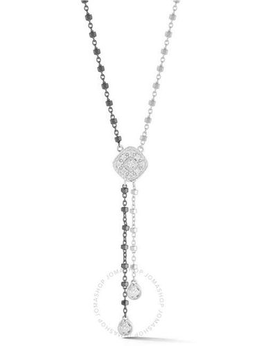 Alor 18k Wg Blk & Wht Lariat Chain 17 .13ctw - Metallic