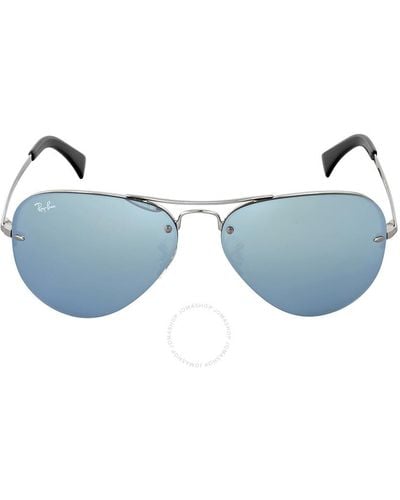Ray-Ban Silver Mirror Aviator Sunglasses Rb3449 003/30 - Blue