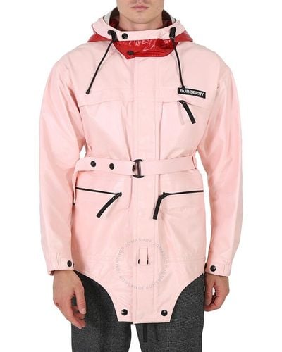 Burberry Cut-out Hem Two-tone Coated Nylon Parka - Pink