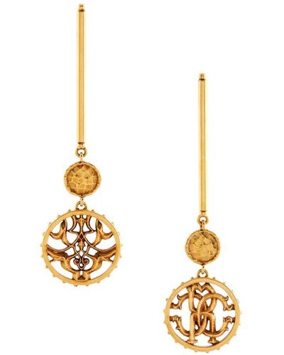 Roberto Cavalli Bar And Pendant Drop Earrings - Metallic