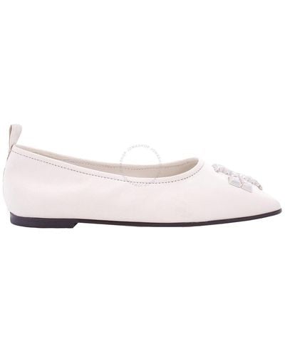 Tory Burch New Ivory Leather Eleanor Ballet Flats - Pink