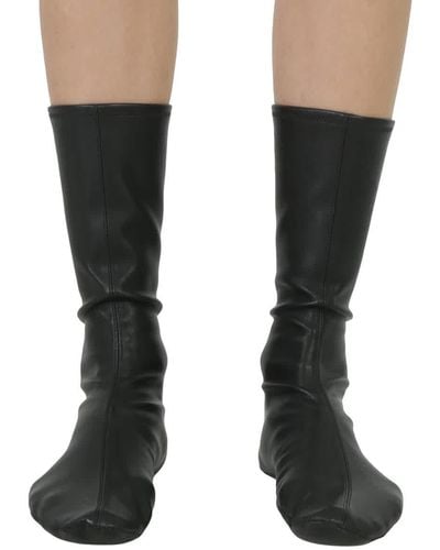 Burberry Mid-calf Faux Leather Socks - Black