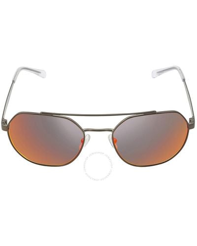 Armani Exchange Dark Gray Mirrored Red/yellow Pilot Sunglasses Ax2041s 60016q 56 - Brown