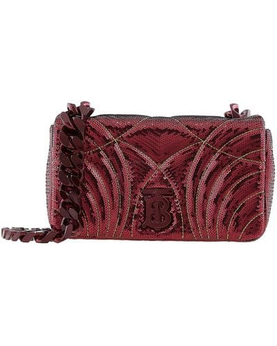 Burberry Burgundy Small Lola Sequinned Shoulder Bag - Red