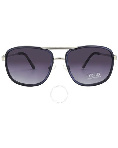 Guess Factory Grey Gradient Rectangular Sunglasses Gf0216 92w 61 - Purple