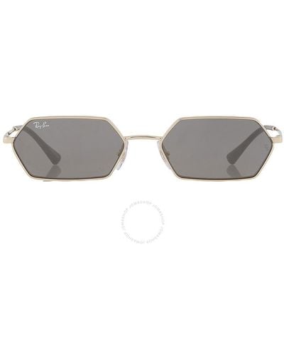 Ray-Ban Yevi Dark Grey Mirror Hexagonal Sunglasses Rb3728 92136v 58