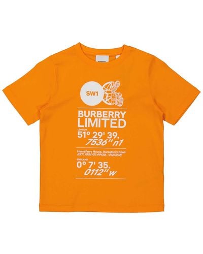 Burberry Boys Montage Print Cotton T-shirt - Orange