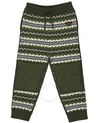 Burberry Boys Moss Soft Wool Yarn Trousers - Green