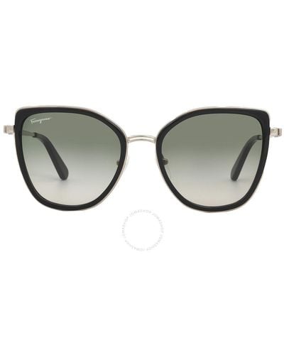 Ferragamo Light Grey Gradient Cat Eye Sunglasses Sf293s 771 54 - Brown