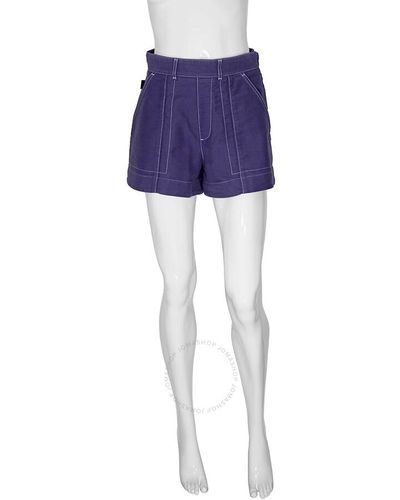 Chloé Brushed Cotton A-line Shorts - Blue