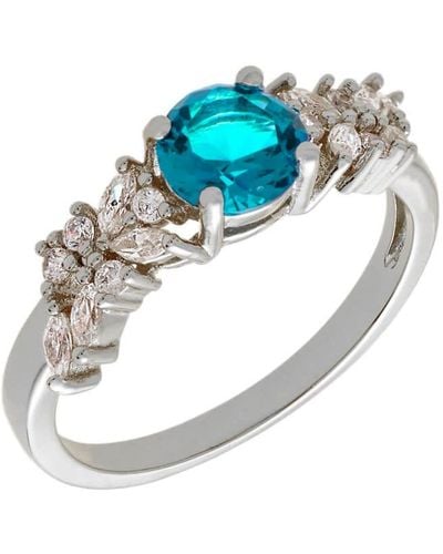 Bertha Juliet Collection 's 1k Wg Plated Light Blue Cluster Fashion Ring