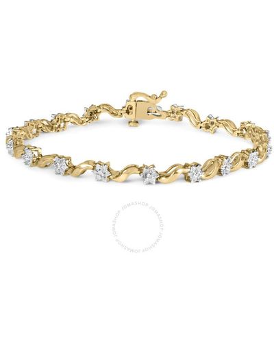 Haus of Brilliance 10k Gold 1.00 Cttw Round-cut Diamond Floral S-link 7.50" Bracelet - Metallic