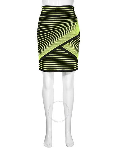 Balmain Striped Knit Mini Skirt - Green