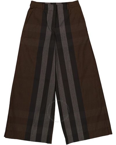 Burberry Dark Birch Check Custom Fit Trousers - Grey