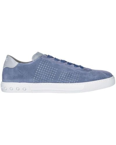 Tod's Stone Washed Suede Perforated Low-top Trainers - Blue