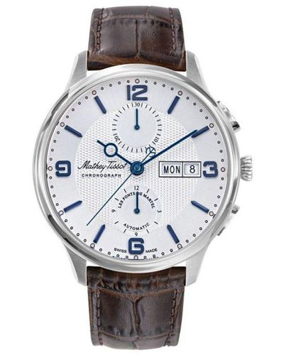 Mathey-Tissot Edmond Chrono Automatic Chronograph White Dial Watch - Metallic