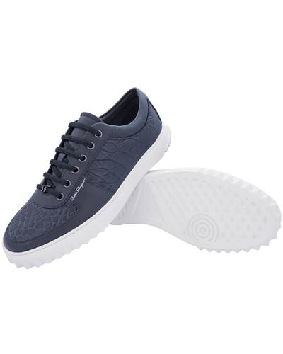 Ferragamo Scuby Croco Leather Low-top Trainers - Blue
