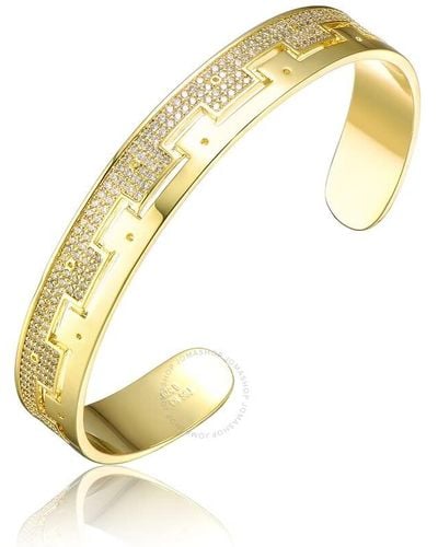 Rachel Glauber Gold Plated With Cubic Zirconias Cuff Bracelet - Metallic