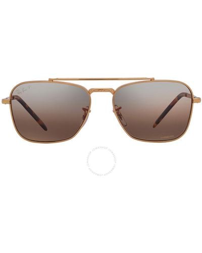 Ray-Ban New Caravan Polarized Clear Gradient Dark Brown Rectangular Sunglasses Rb3636 9196g5 55