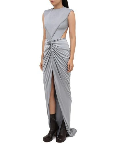 Burberry Lizzie Heather Melange Paneled Ruched Gown - Multicolor