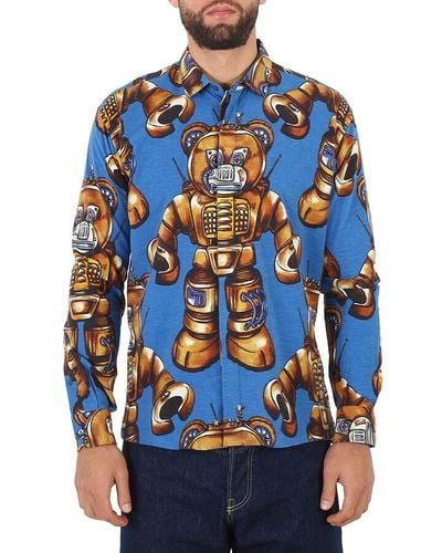 Moschino Fantasy Print Teddy Robot Woven Shirt - Blue