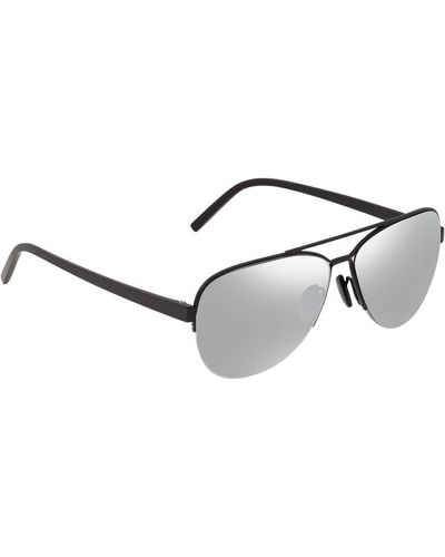 Porsche Design Silver Mirror Aviator Unisex Sunglasses - Multicolor