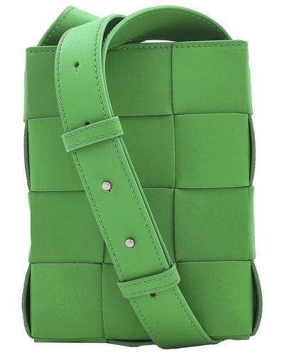 Bottega Veneta Mini Cassette Intrecciato Leather Crossbody Bag - Green