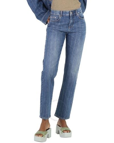 Stella McCartney Rhinestone-embellished Straight Leg Denim Jeans - Blue