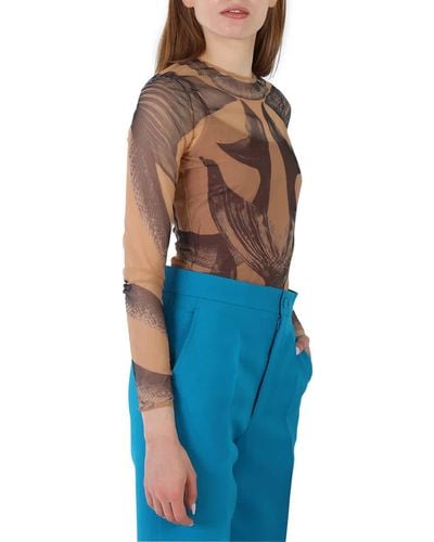 Burberry Mermaid Tail-print Tulle Long Sleeve Bodysuit - Blue