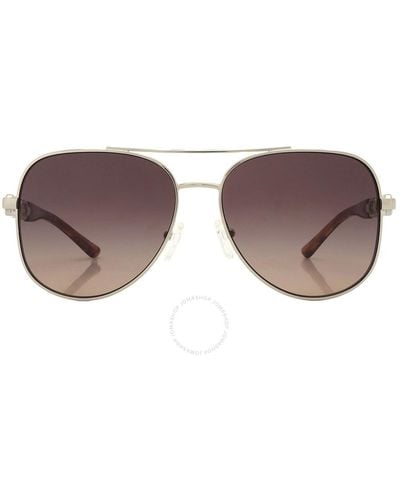 Michael Kors Chianti Brown Grey Gradient Mirrored Aviator Sunglasses Mk1121 1014k0 58