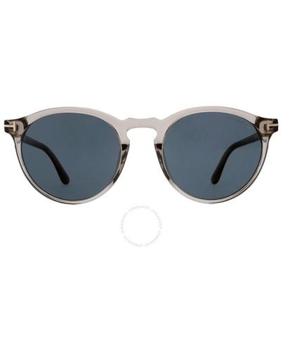 Tom Ford Aurele Blue Oval Sunglasses Ft0904 57v 52 - Gray