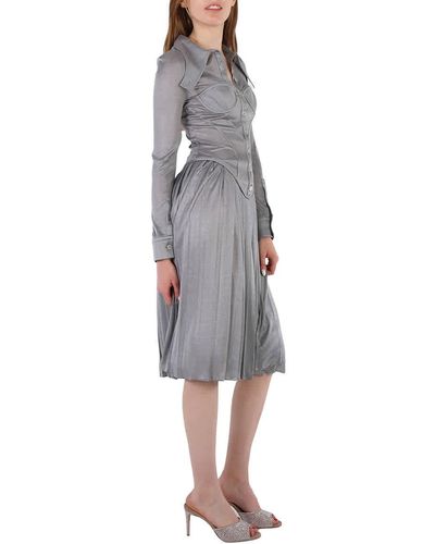 Burberry Marcella Pleated Jersey Corset Dress - Gray