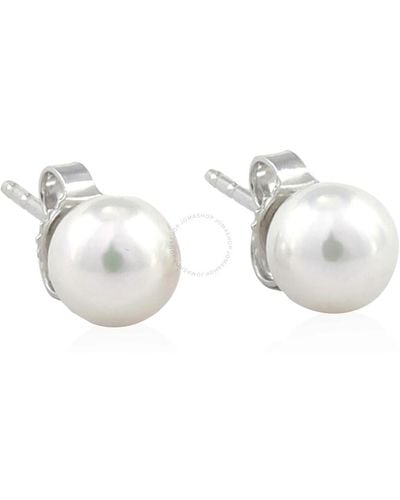 Mikimoto Akoya Pearl Stud Earrings With 18k Gold 6-6.5mm A Grade - White