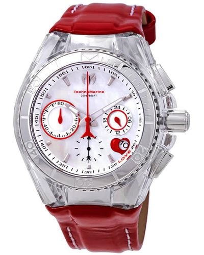 TechnoMarine Cruise Valentine Chronograph White Dial Watch 115312 - Red