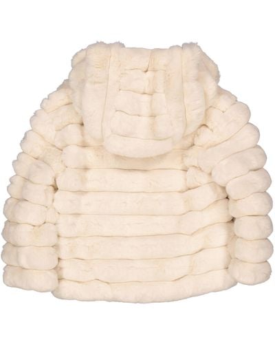 Moncler Girls Latife Faux-fur Quilted Jacket - Natural