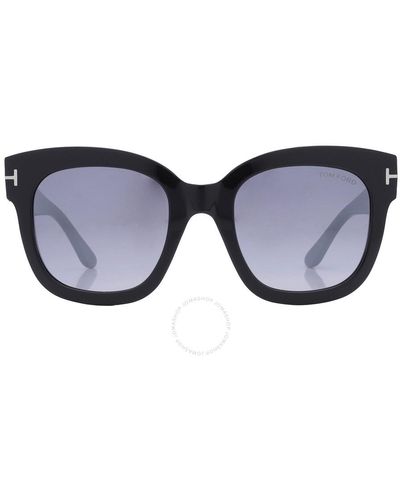 Tom Ford Beatrix Smoke Mirror Cat Eye Sunglasses - Blue