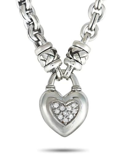 Scott Kay Sterling Silver Diamond Heart Chain Necklace - Metallic
