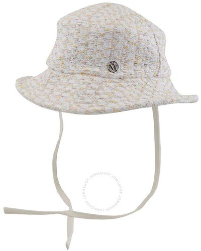 Maison Michel Angele Light Tweed Bucket Hat - White