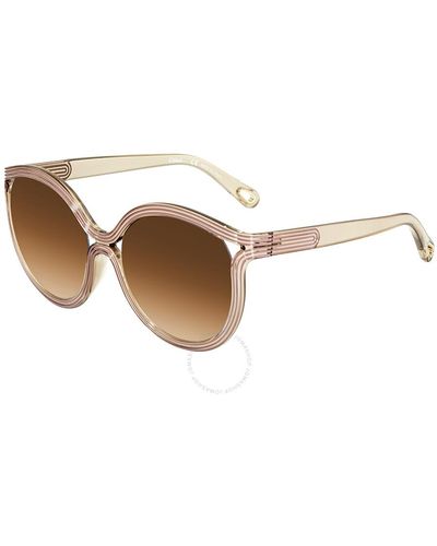 Chloé Brown Gradient Round Sunglasses Ce738s 264 57 - Natural