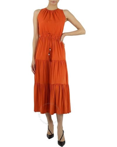 Max Mara Kren Jersey Tiered Sleeveless Midi Dress - Orange