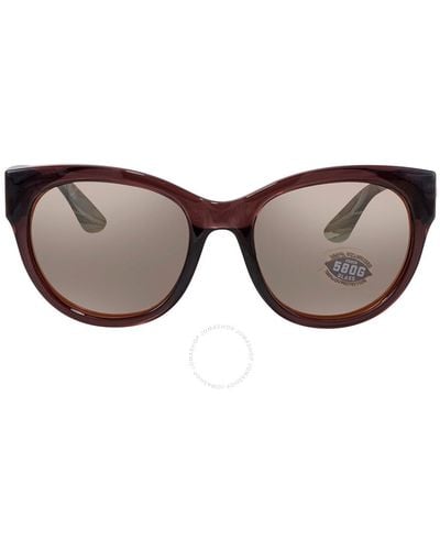 Costa Del Mar Maya Copper Silver Mirror Polarized Glass Cat Eye Sunglasses 6s9011 901104 55 - Brown