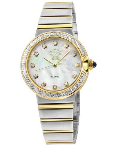 Gevril Sorrento Diamond Mother Of Pearl Dial Watch - Metallic