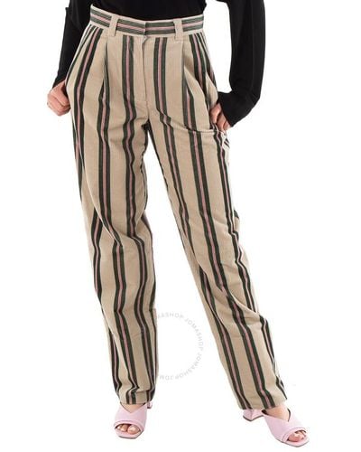 Burberry Roll-up Cuff Striped Corduroy Pants - Black